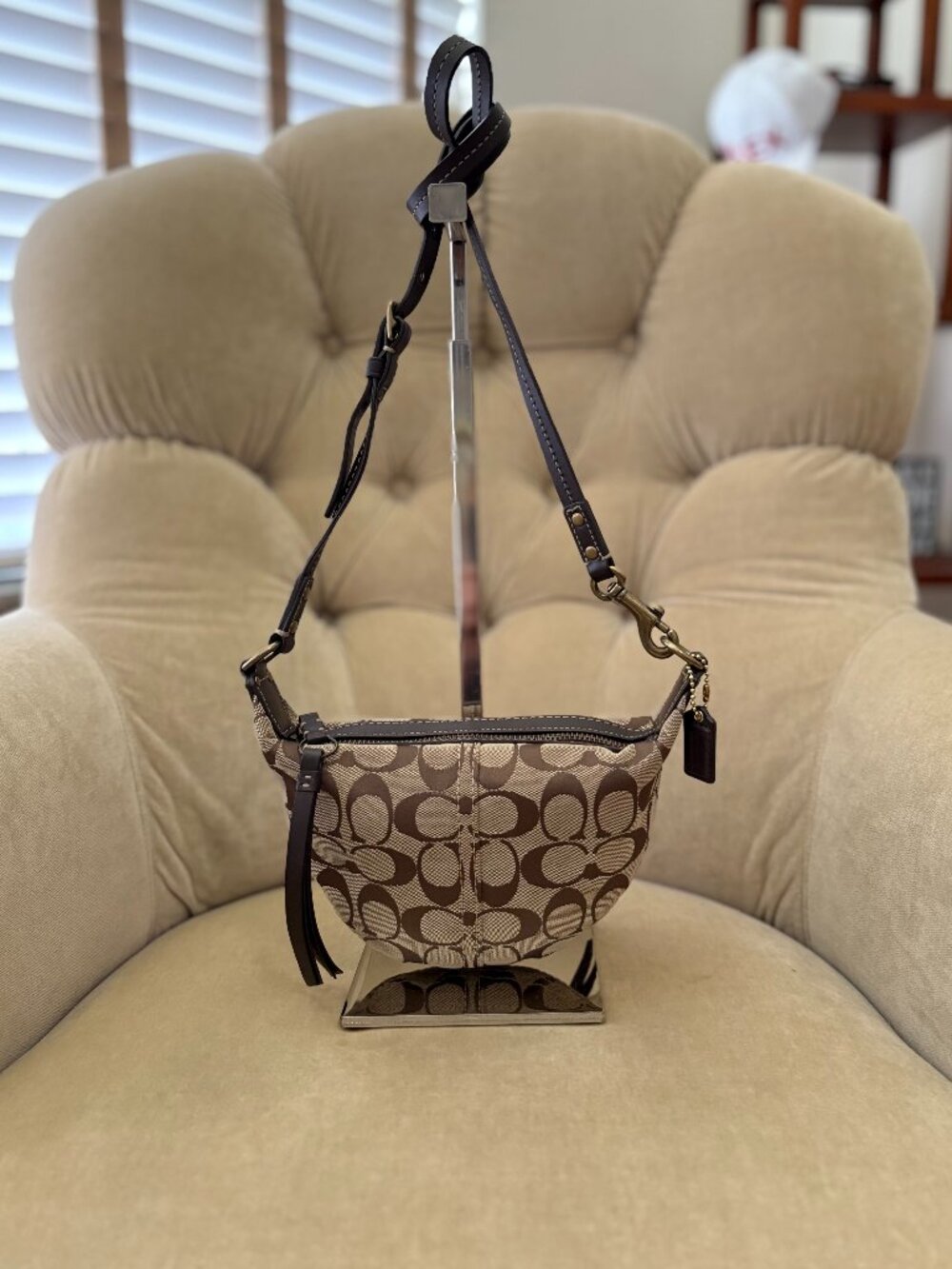 VTG Auth COACH Iconic Signature C 10840 Jacquard Canvas Y2K Mini Swing Bag